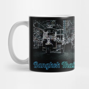 Bangkok Thailand Tuk Tuks At Night - Abstract Illustration Mug